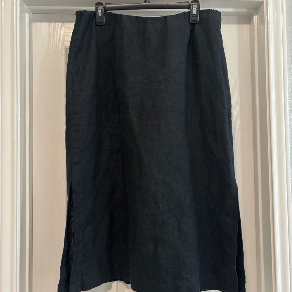 J. Jill Black Linen Maxi Pencil Skirt